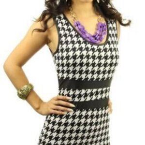 Le Fash NWOT Black and White Houndstooth Knee-Length Sleeveless Dress